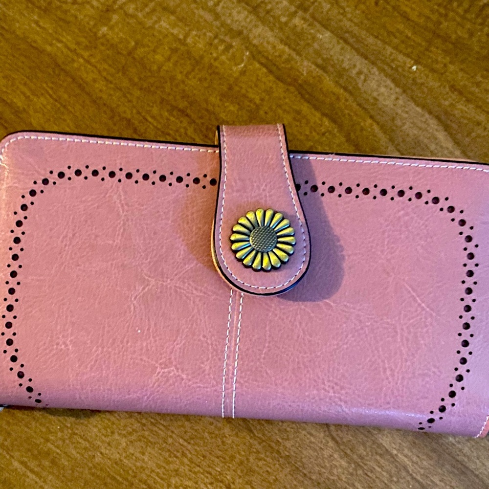 LIKE NEW! HUGE Dusty Pink Wristlet Wallet